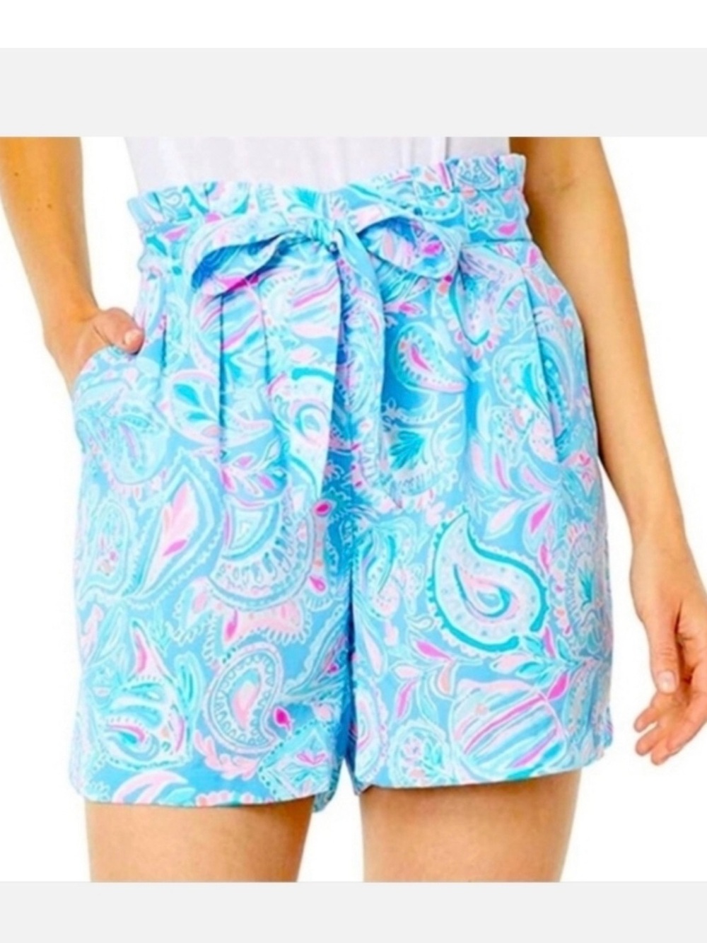 Lilly Pulitzer Kaylene Shorts Zanzibar Blue Fish KISS L